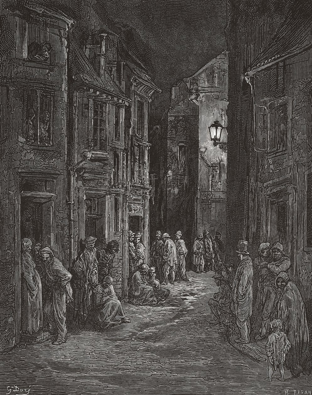 Bluegate Fields sloppenwijken, Londen in de 19e eeuw door Gustave (after) Dore
