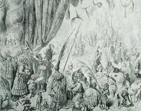 Het hof van de koning van Serendib, c.1868 door Gustave (after) Dore