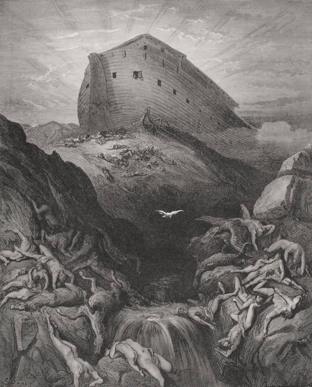 De duif die uit de ark werd gezonden, Genesis 13:8-9, illustratie uit Dore