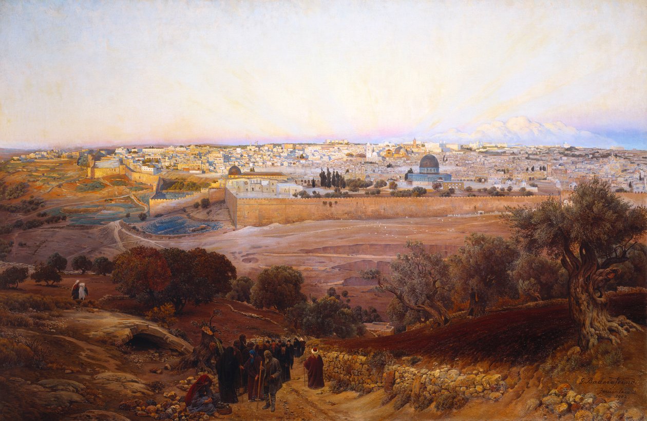 Jeruzalem vanaf de Olijfberg, 1902 door Gustave Bauernfeind