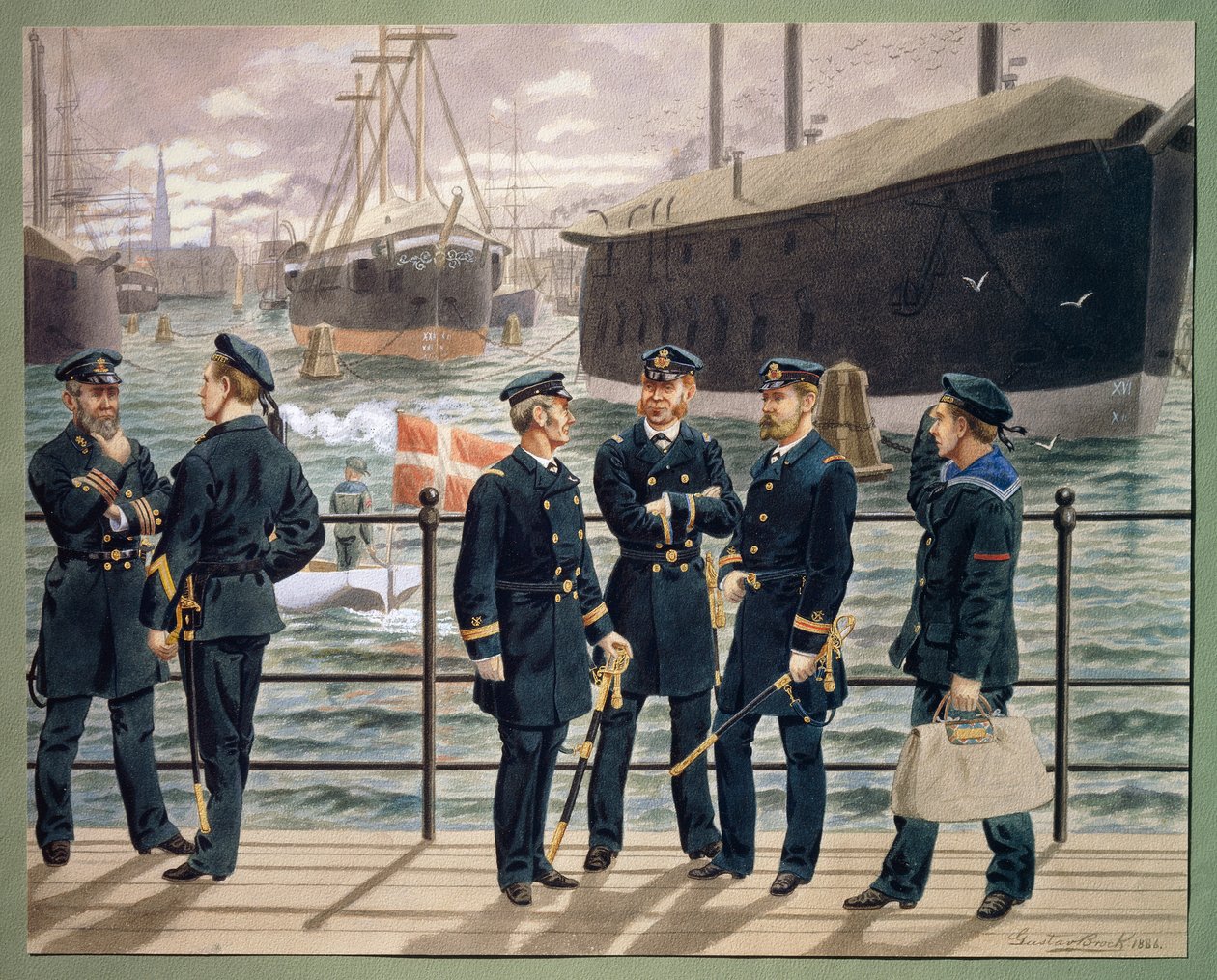 Officieren en troepen van de Deense Marine door Gustave Brock