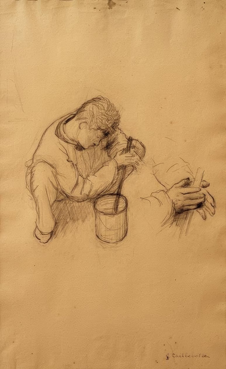 Studie voor de huisschilders door Gustave Caillebotte