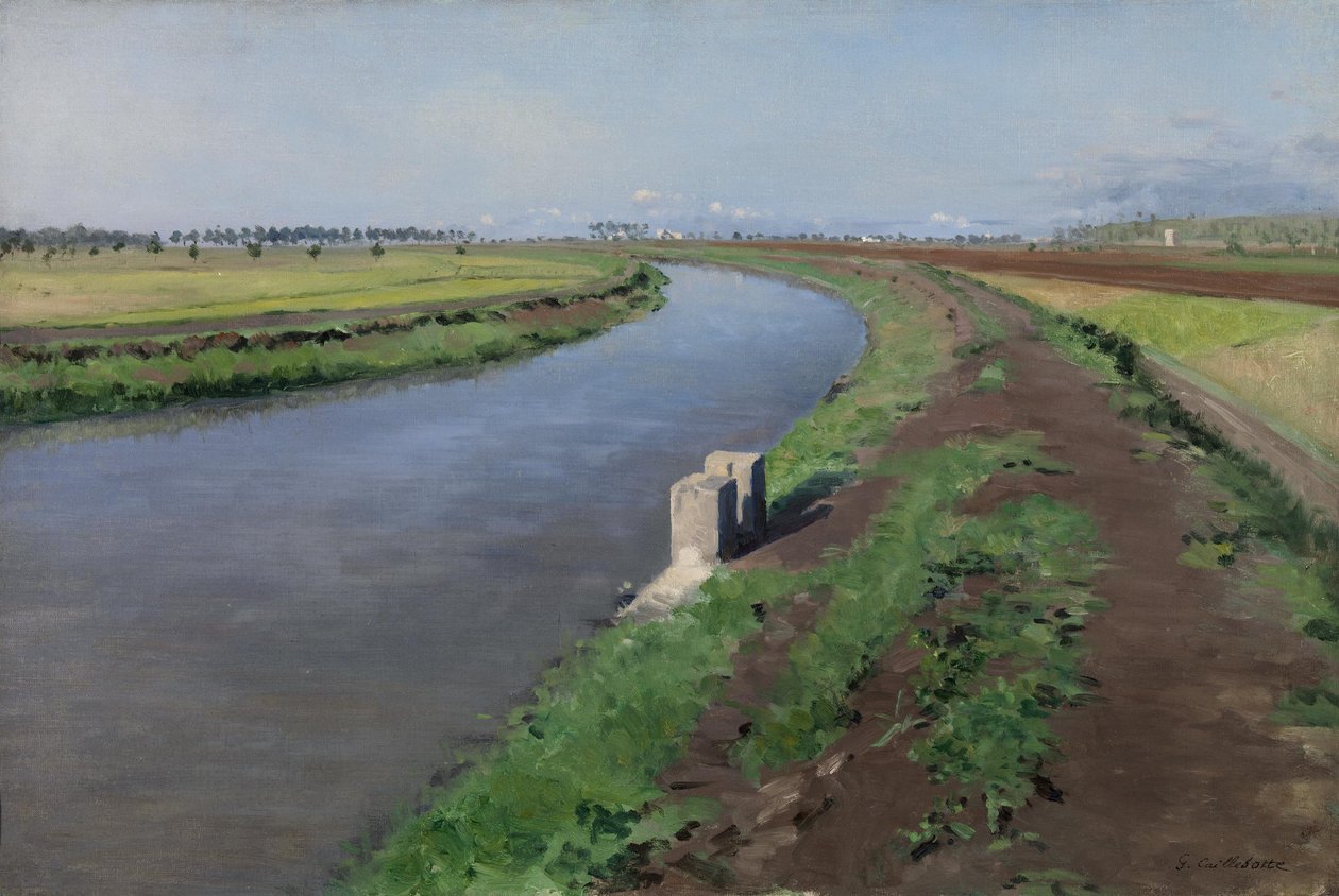 Frans:  Bord de canal, près de Naples Oevers van een kanaal, bij Napels door Gustave Caillebotte