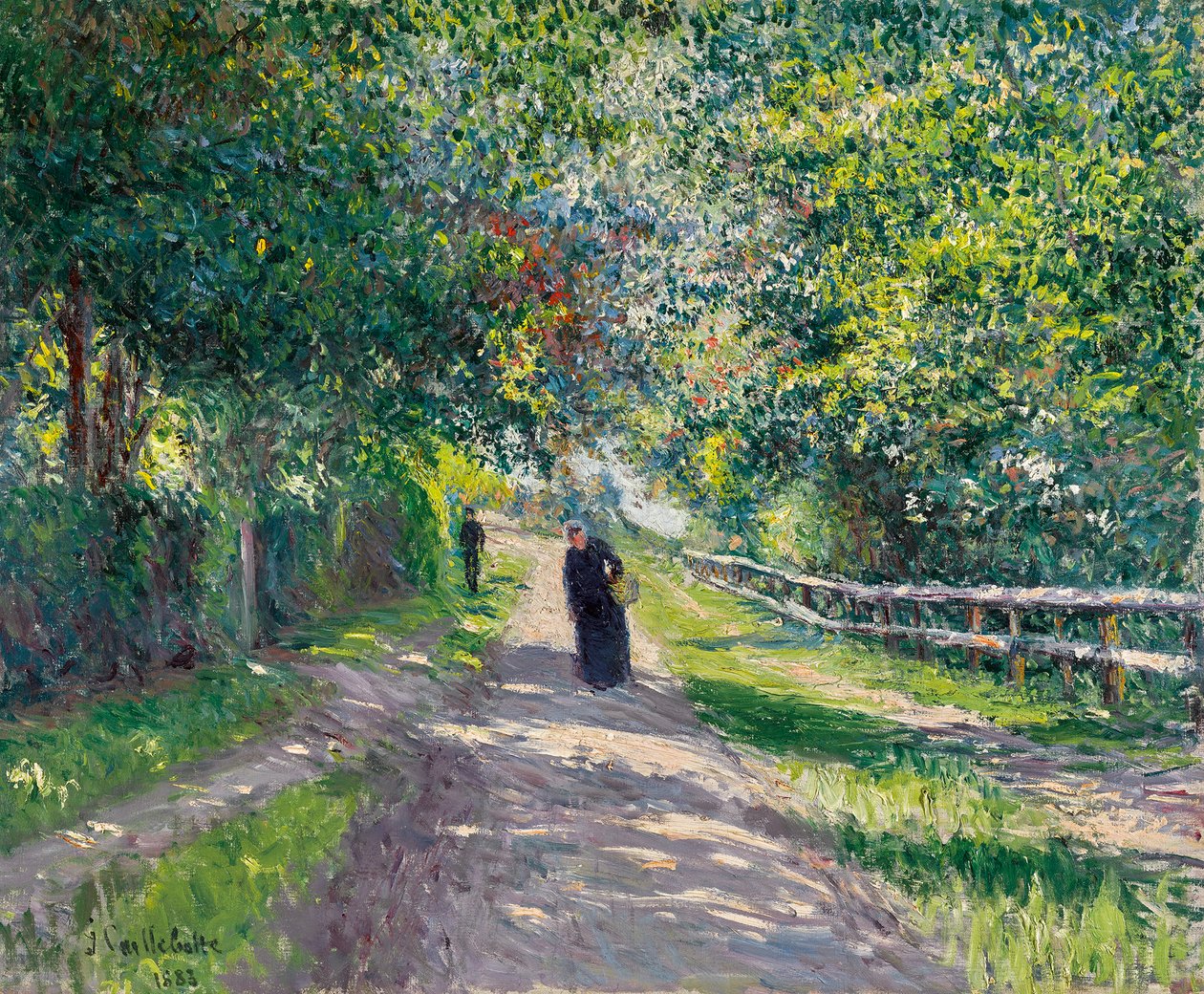 Duits: Allee der Villa des Fleurs in Trouville Laan van de Villa des Fleurs in Trouville door Gustave Caillebotte