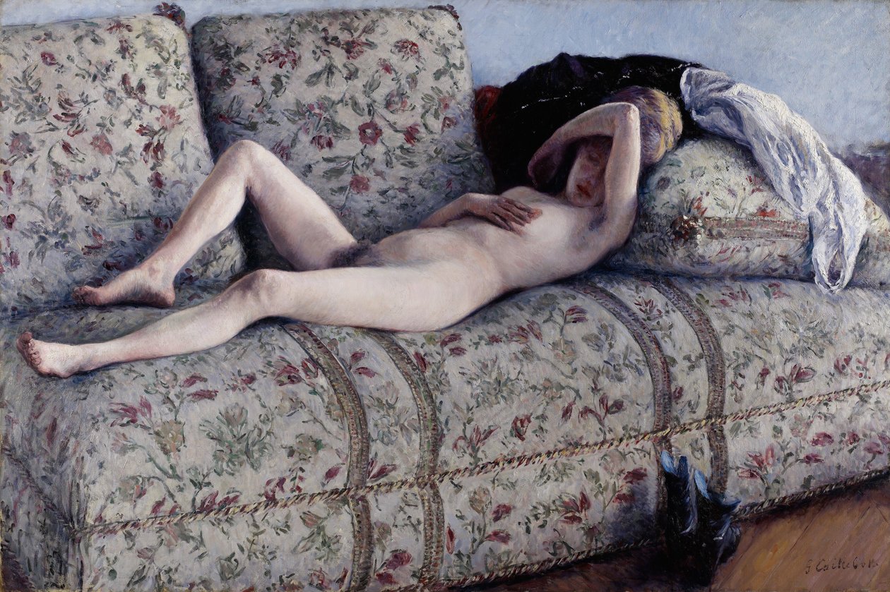 Naakt op een bank door Gustave Caillebotte