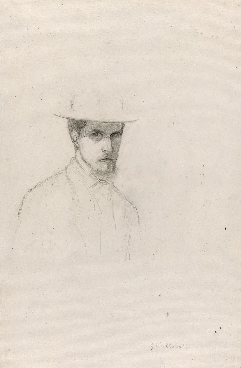 Zelfportret met een hoed door Gustave Caillebotte