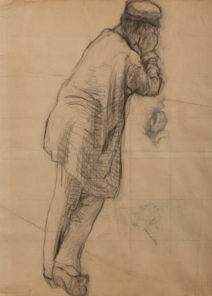 Studie voor De Pont de l’Europe: Man Leunend op Zijn Ellebogen, ca. 1876 door Gustave Caillebotte