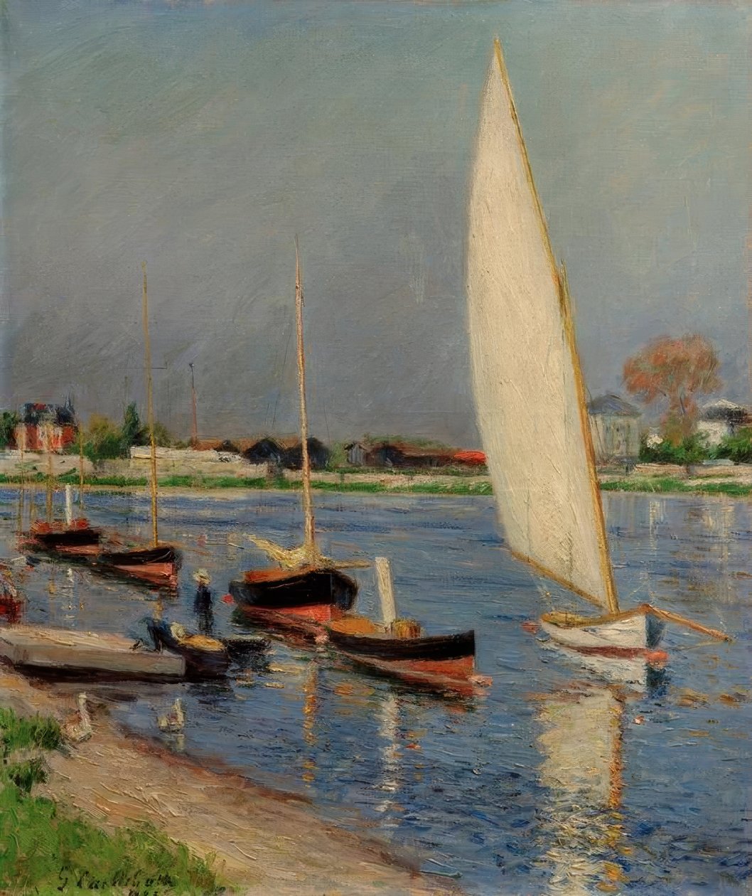 Zeilboten op de Seine bij Argenteuil door Gustave Caillebotte