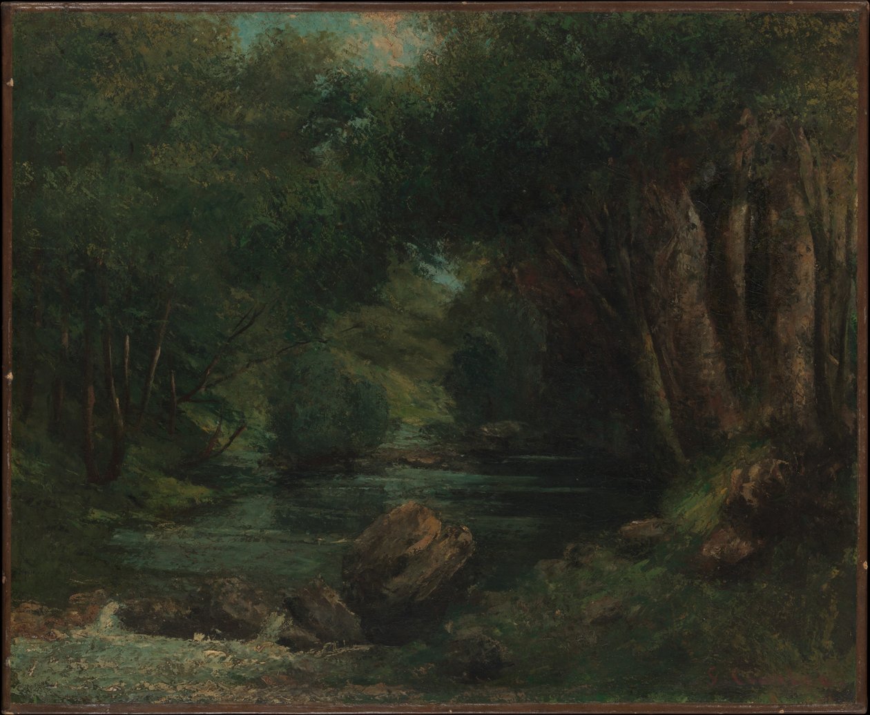 Een beekje in het bos door Gustave Courbet