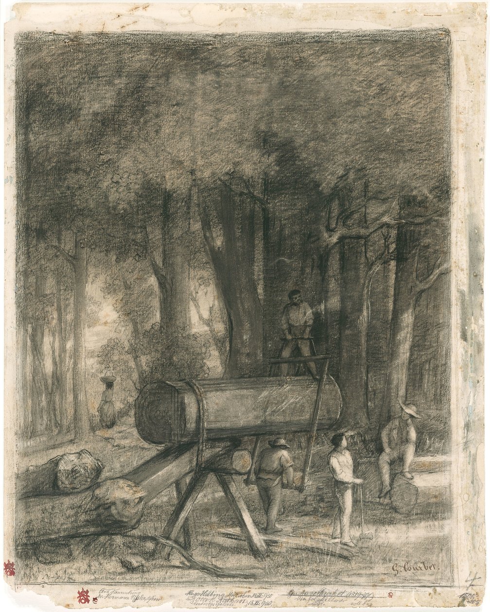 Courbet - De houthakkers, 1860 door Gustave Courbet
