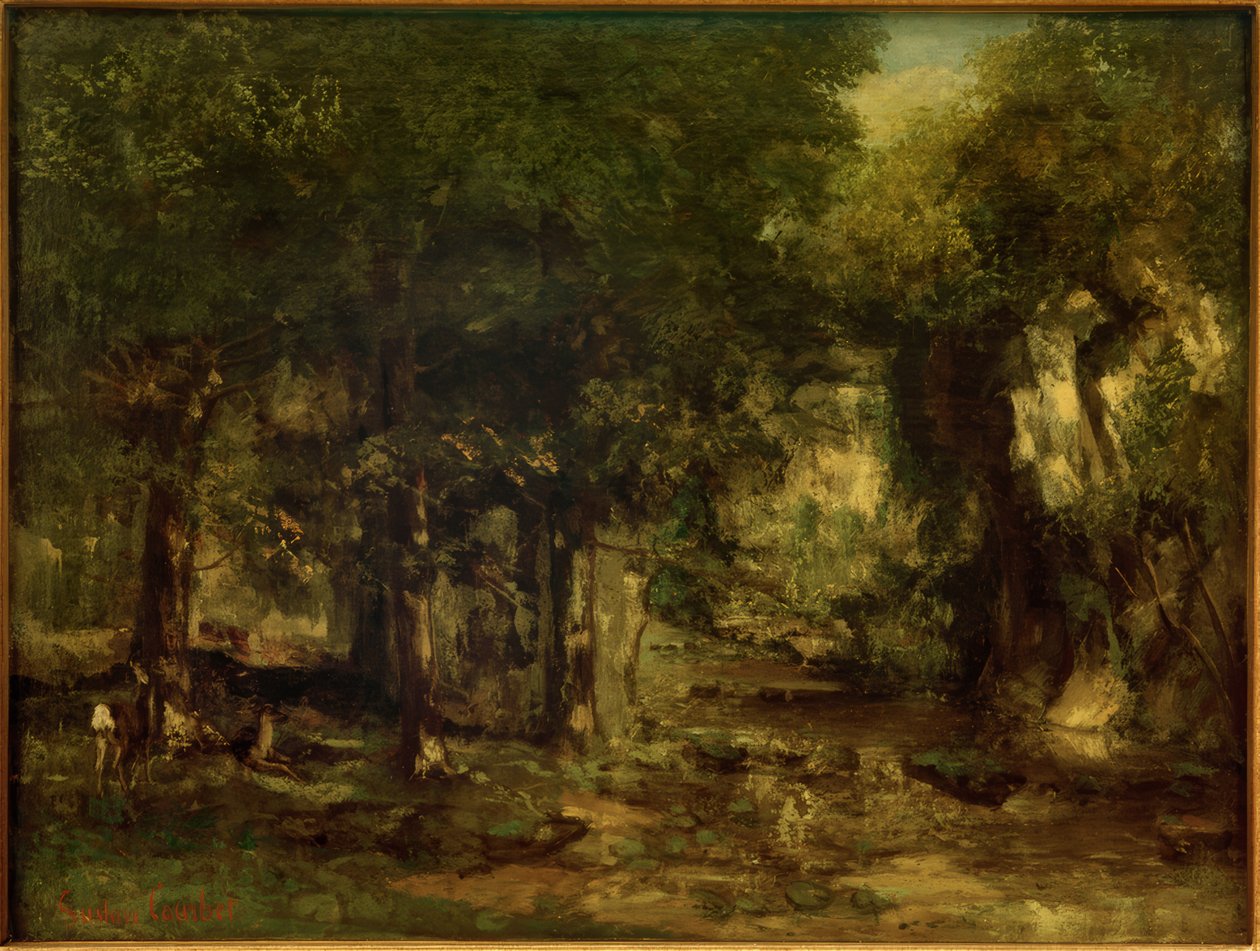 Het Voederen van Reeën bij de Beek van Plaisir-Fontaine door Gustave Courbet