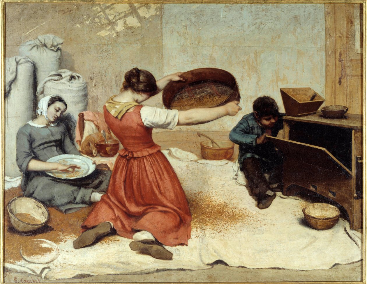 Les sibleuses de ble door Gustave Courbet