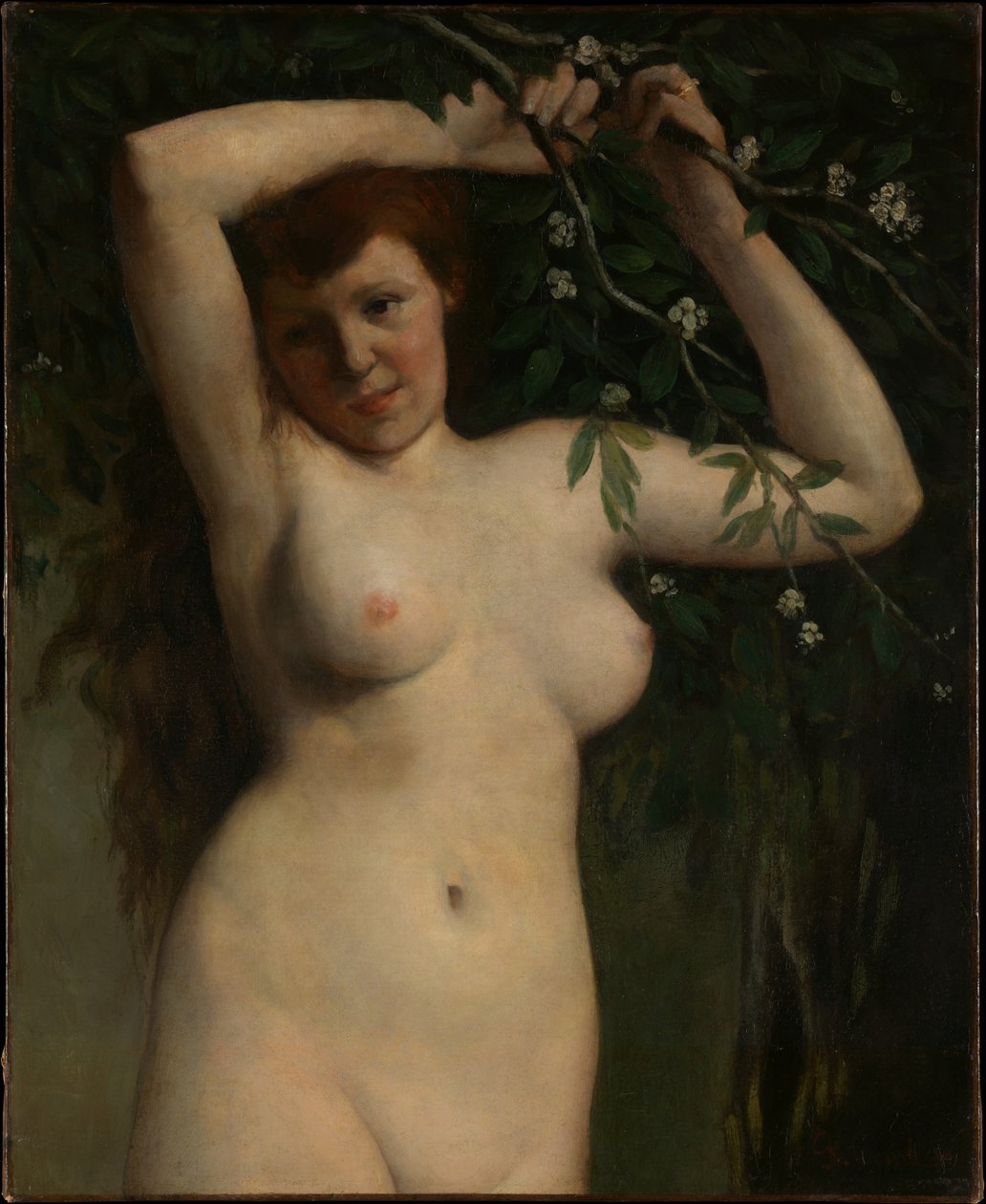 Naakt met bloeiende tak door Gustave Courbet