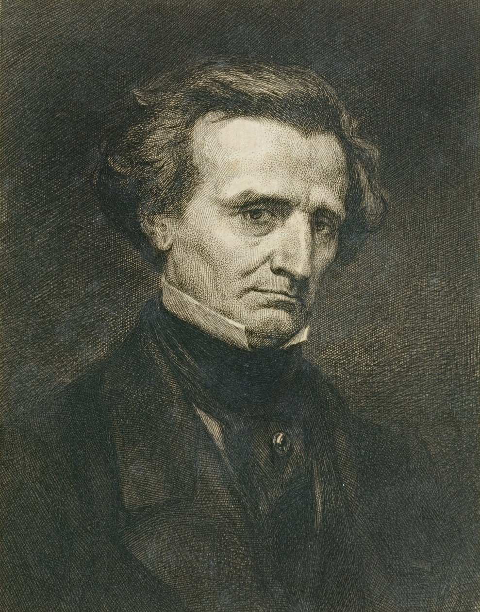 Portret van Hector Berlioz (1803-69) gegraveerd door A. Gilbert, gepubliceerd in de 