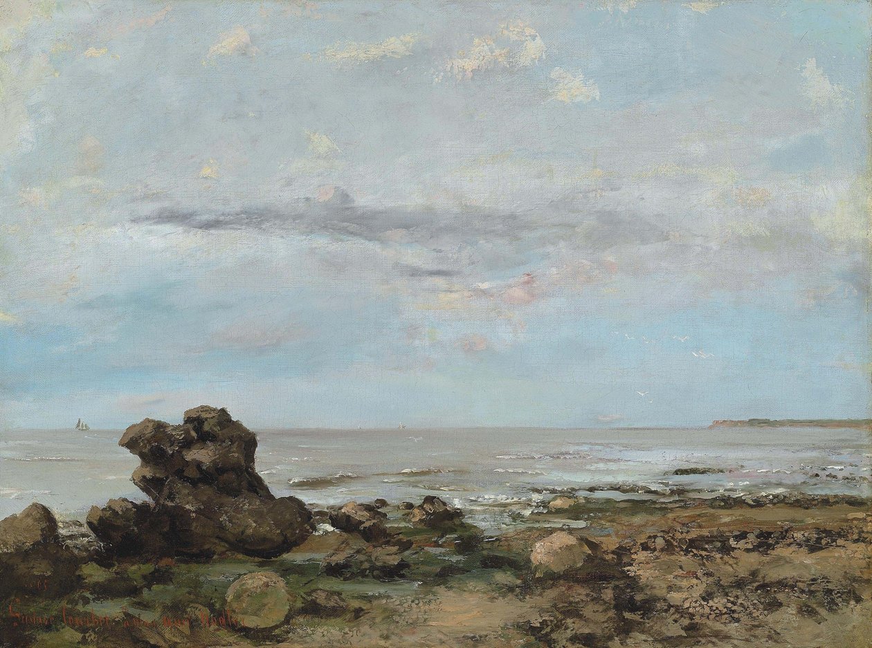 Het strand van Trouville door Gustave Courbet