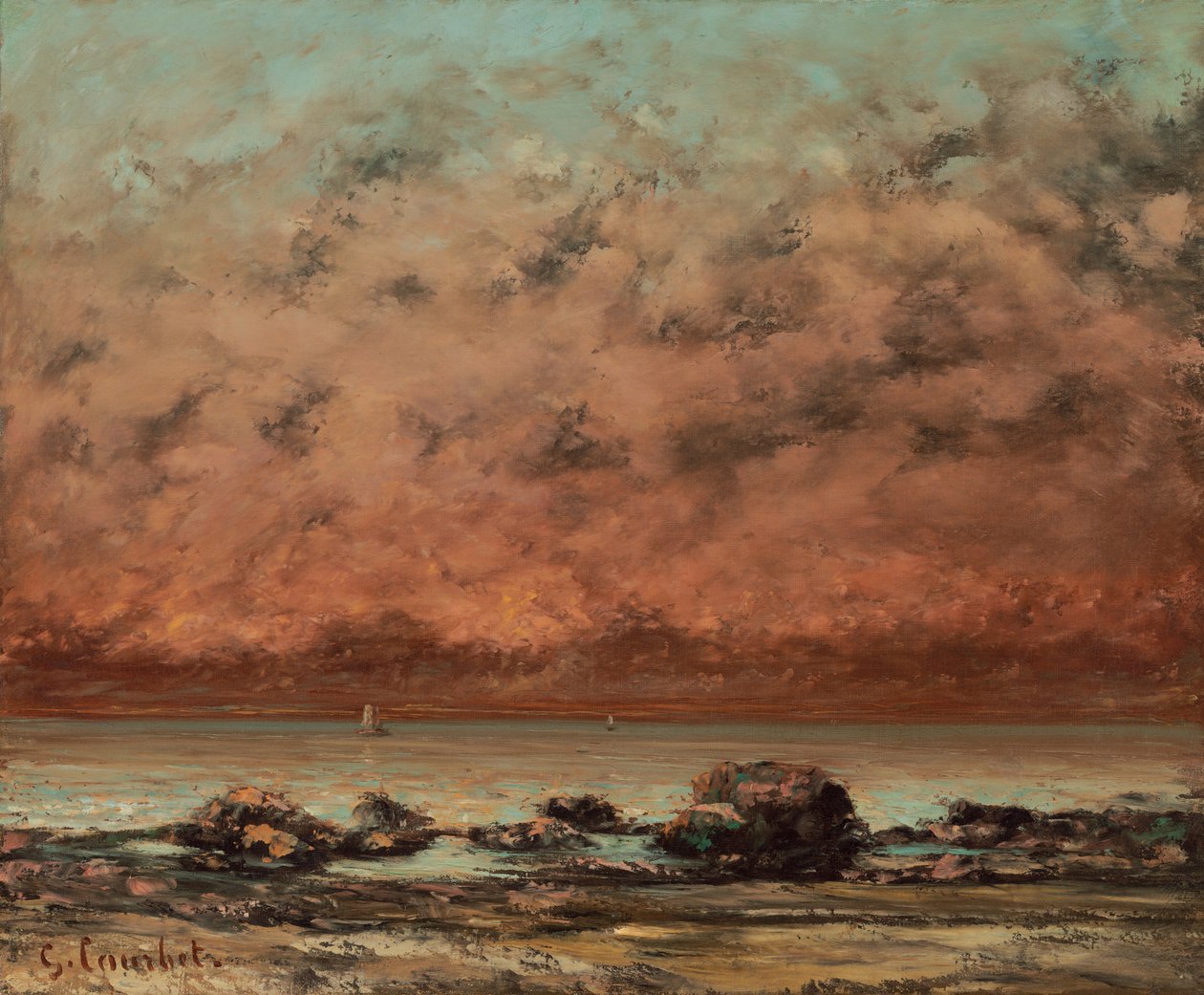 De zwarte rotsen bij Trouville door Gustave Courbet