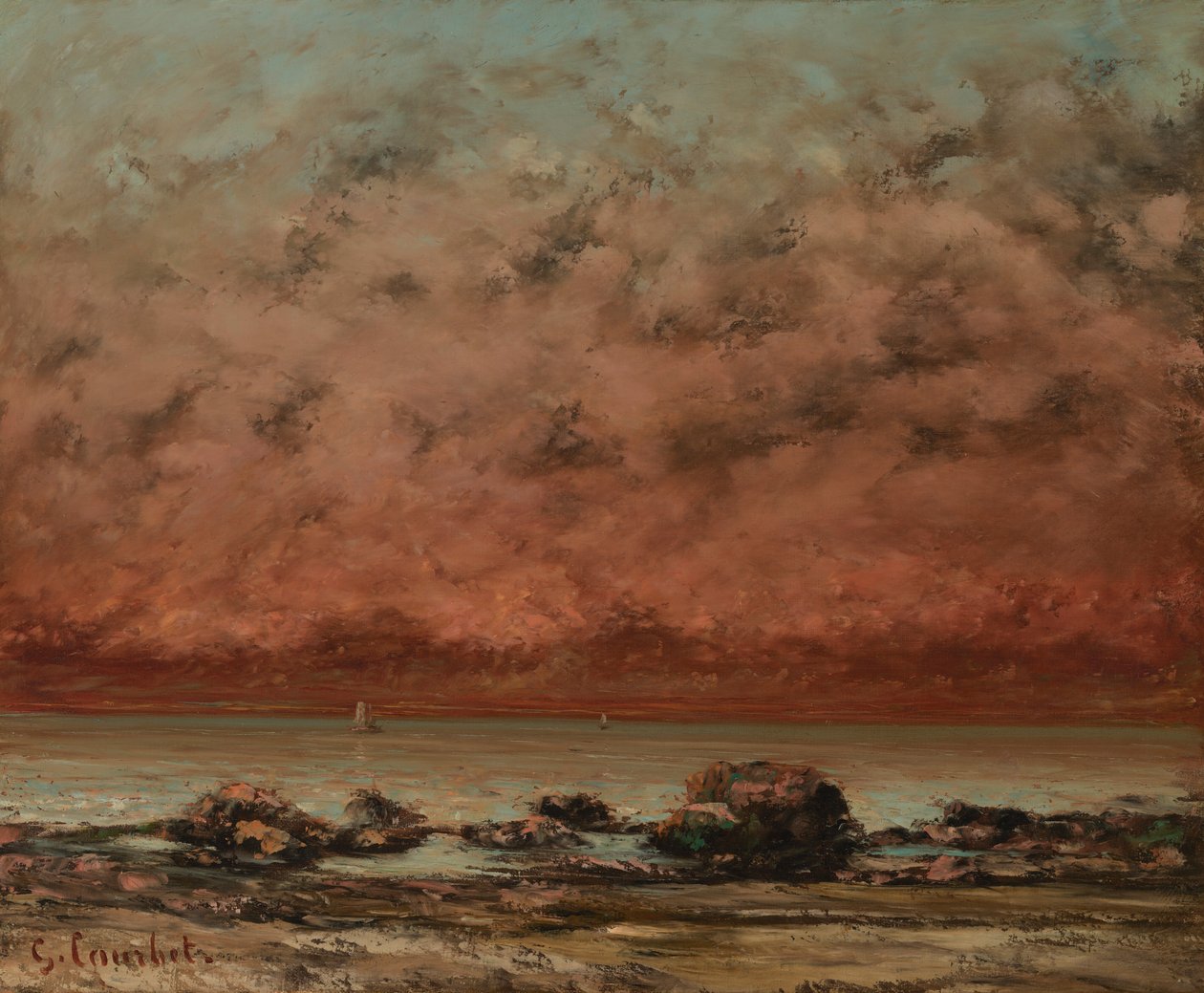 De Zwarte Rotsen bij Trouville door Gustave Courbet