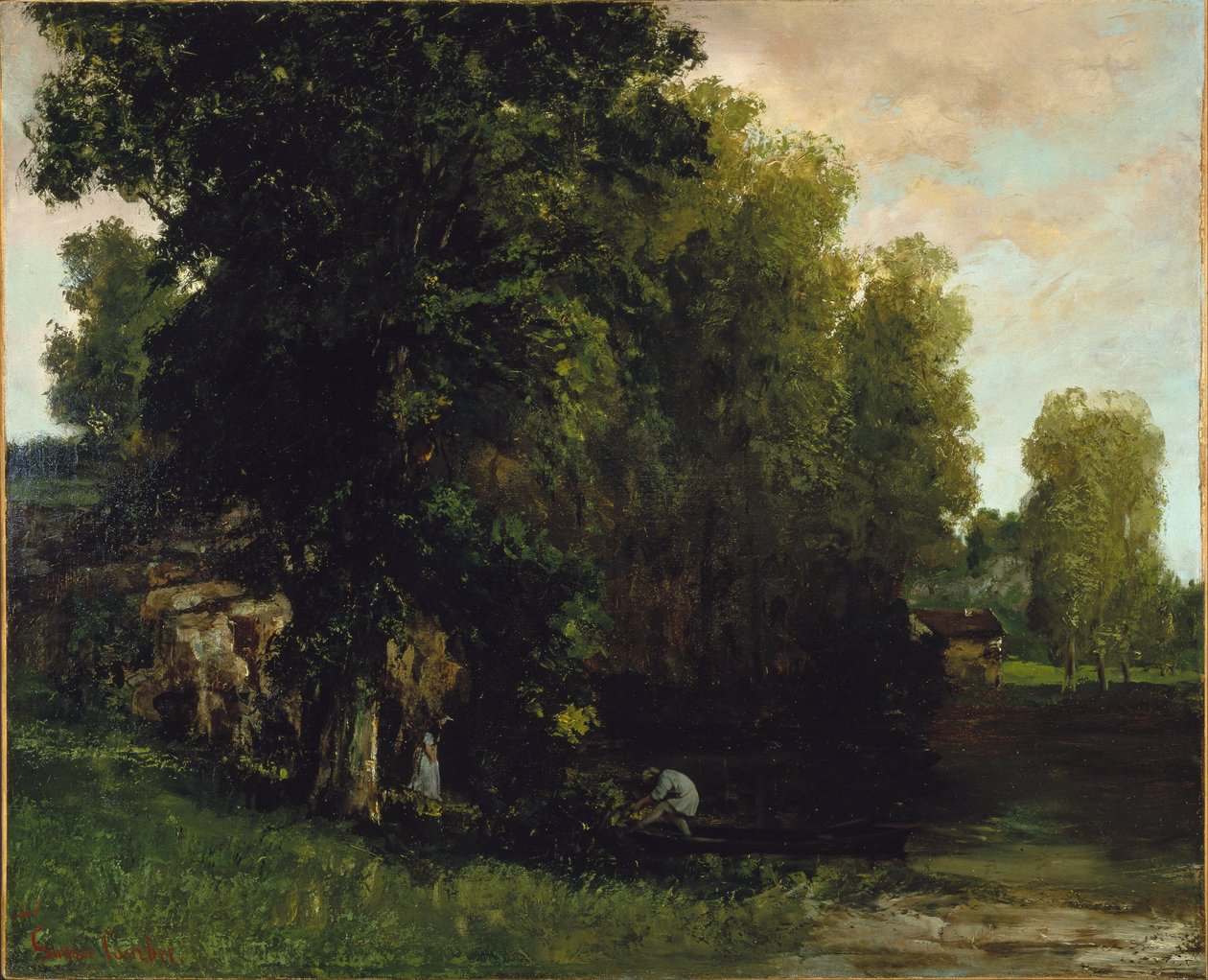 De rand van het zwembad (Au Bord de lEtang) door Gustave Courbet