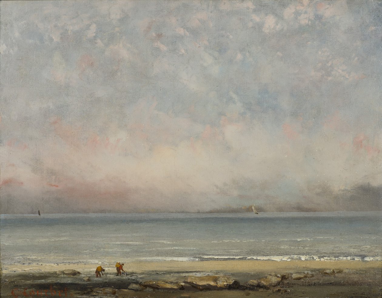 Het strand van Trouville, ca. 1865 door Gustave Courbet