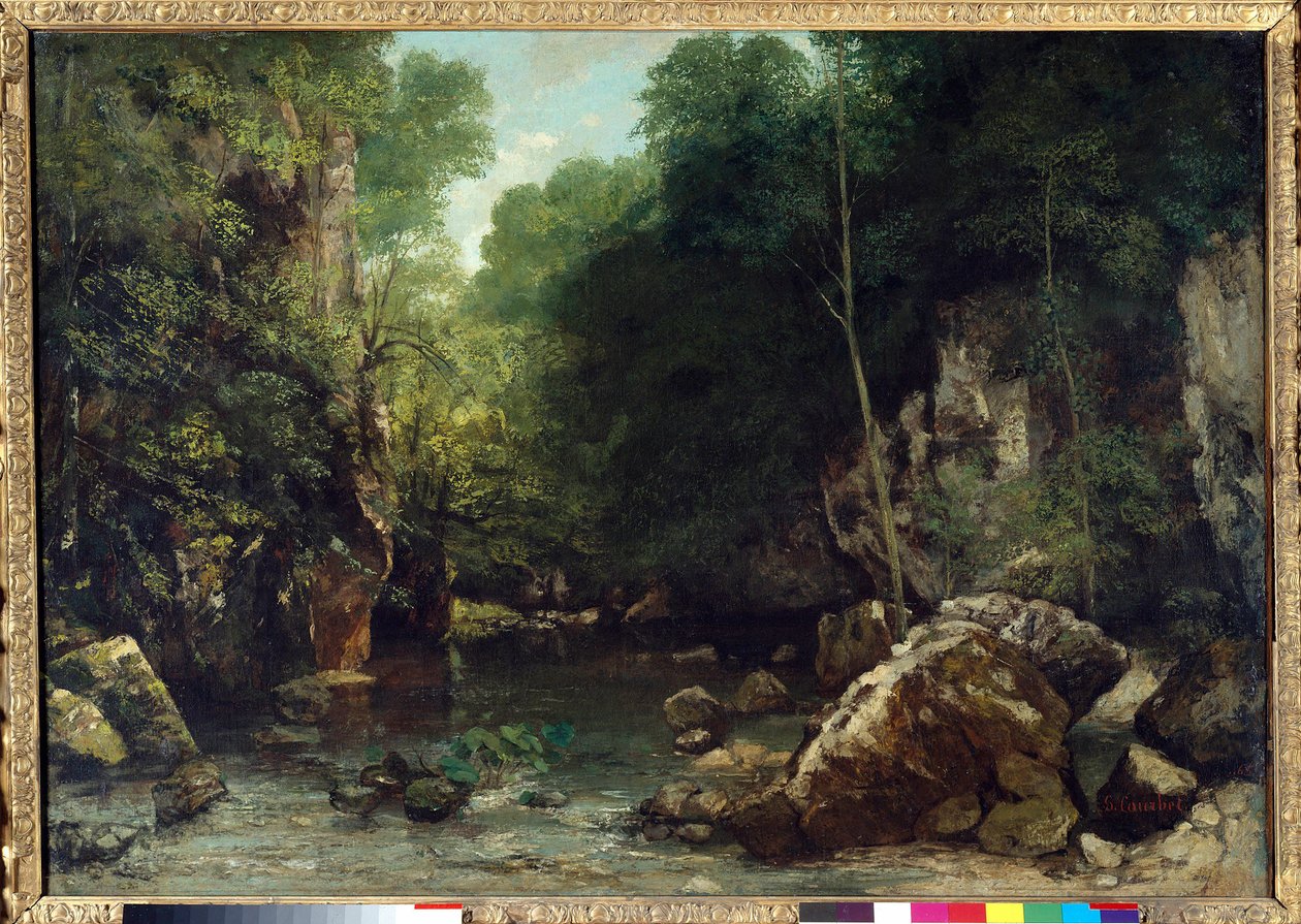 De bedekte stroom, bekend als de ingang van de Vallee du Puits-Noir, Doubs: Effect van schemering door Gustave Courbet
