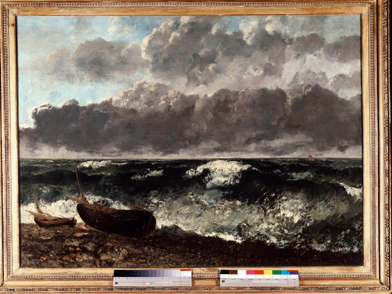 De stormachtige zee zegt de golf. Schilderij door Gustave Courbet (1819-1877) door Gustave Courbet