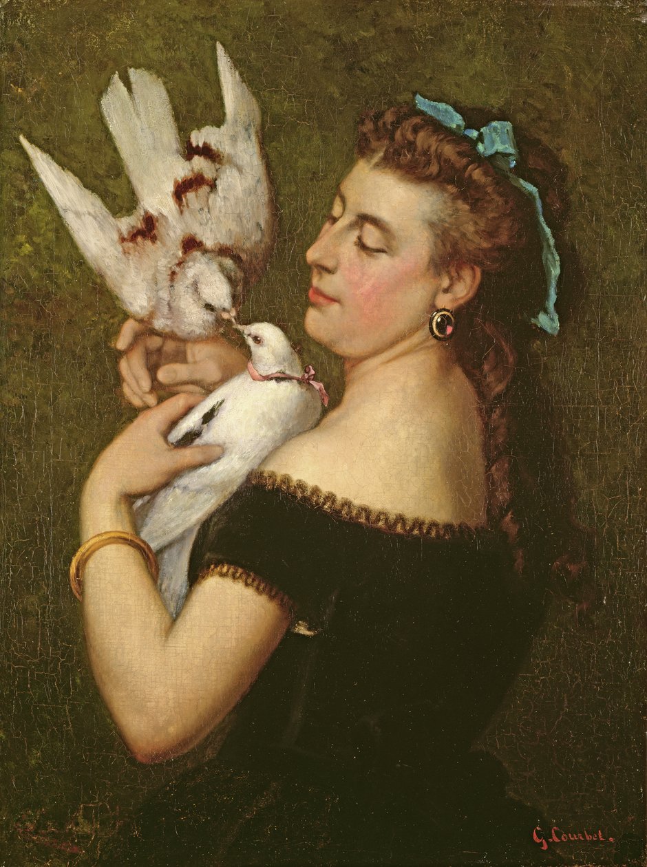 Vrouw met duiven door Gustave Courbet