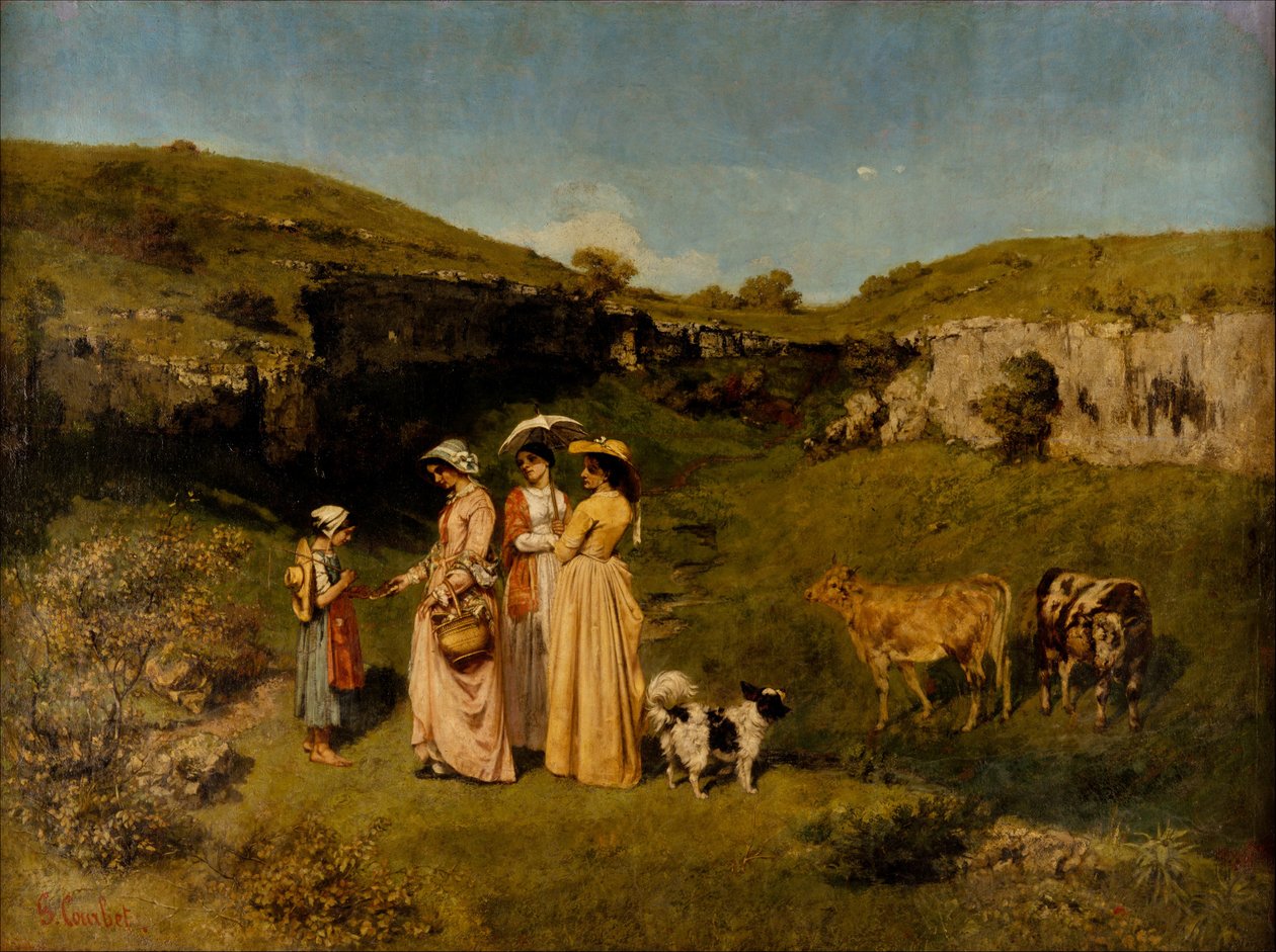 Jonge dames van het dorp, 1851-52 door Gustave Courbet
