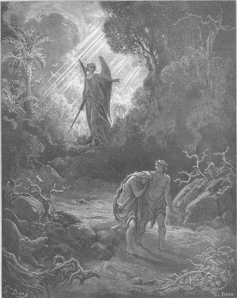 Adam en Eva worden uit Eden verdreven (Gen. 3:1-6,13-24) door Gustave Dore