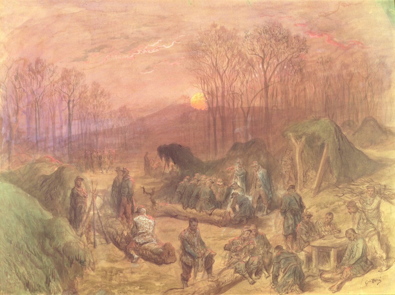 Een militair kampement door Gustave Dore