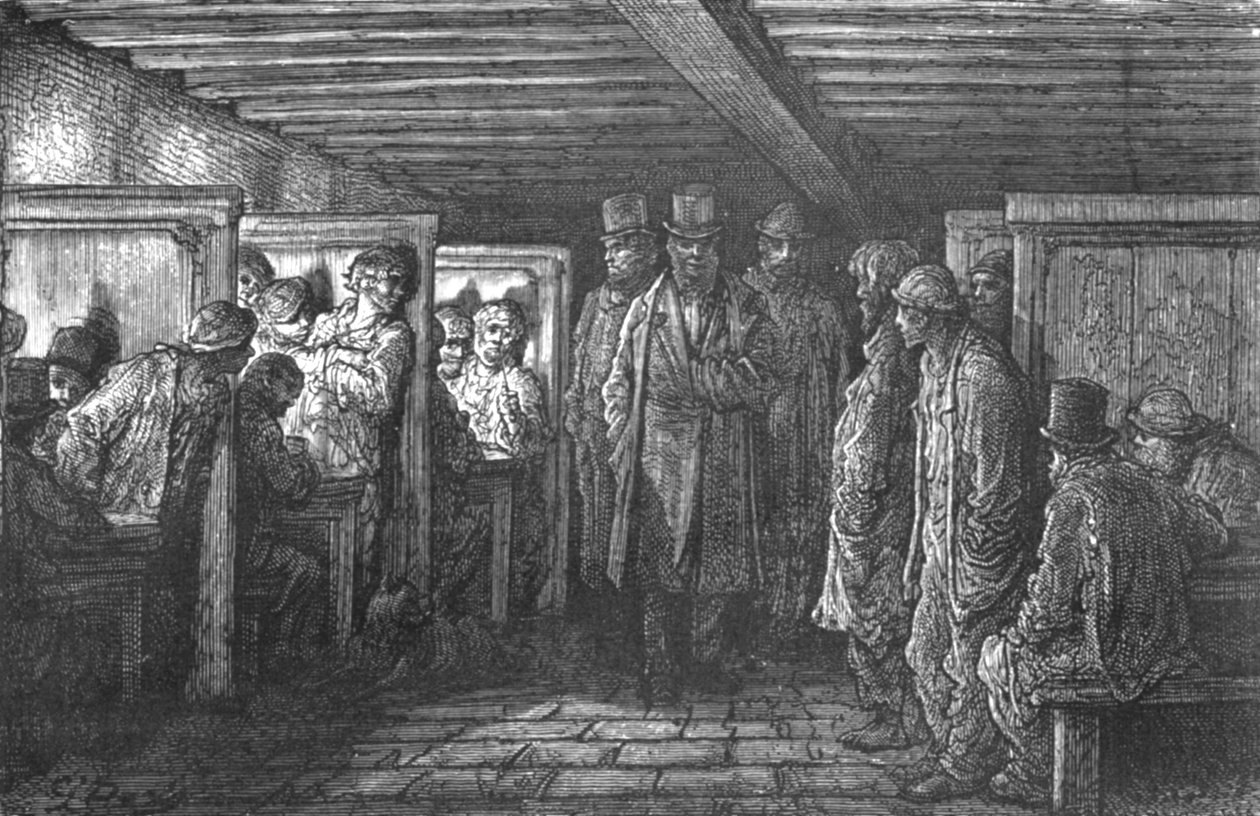 Een koffiehuis in Whitechapel, 1872 door Gustave Dore