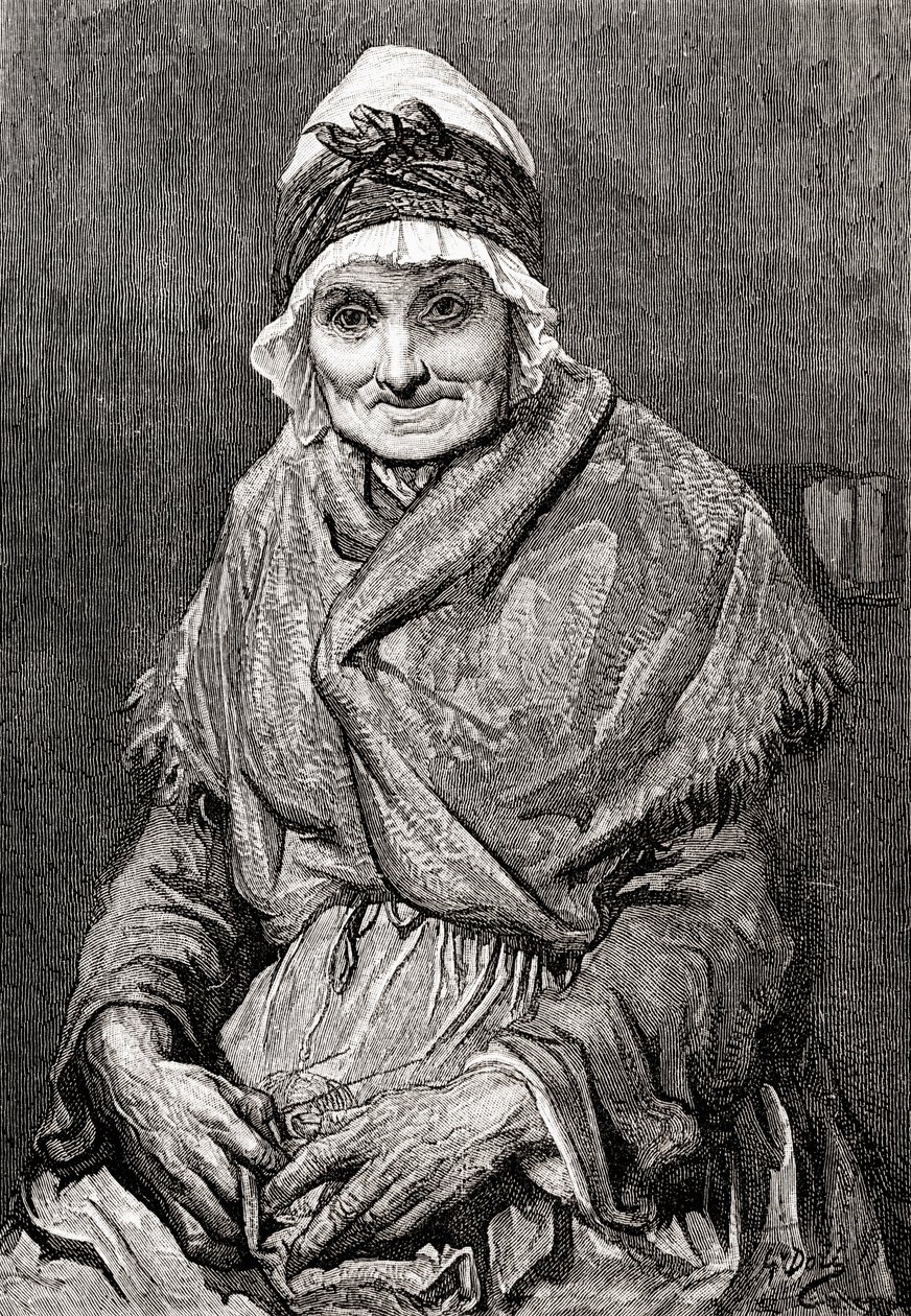 Naar een tekening gemaakt in 1880 door Gustave Dore van zijn verpleegster Francoise. Uit Leven en Herinneringen van Gustave Dore, gepubliceerd 1885. door Gustave Dore