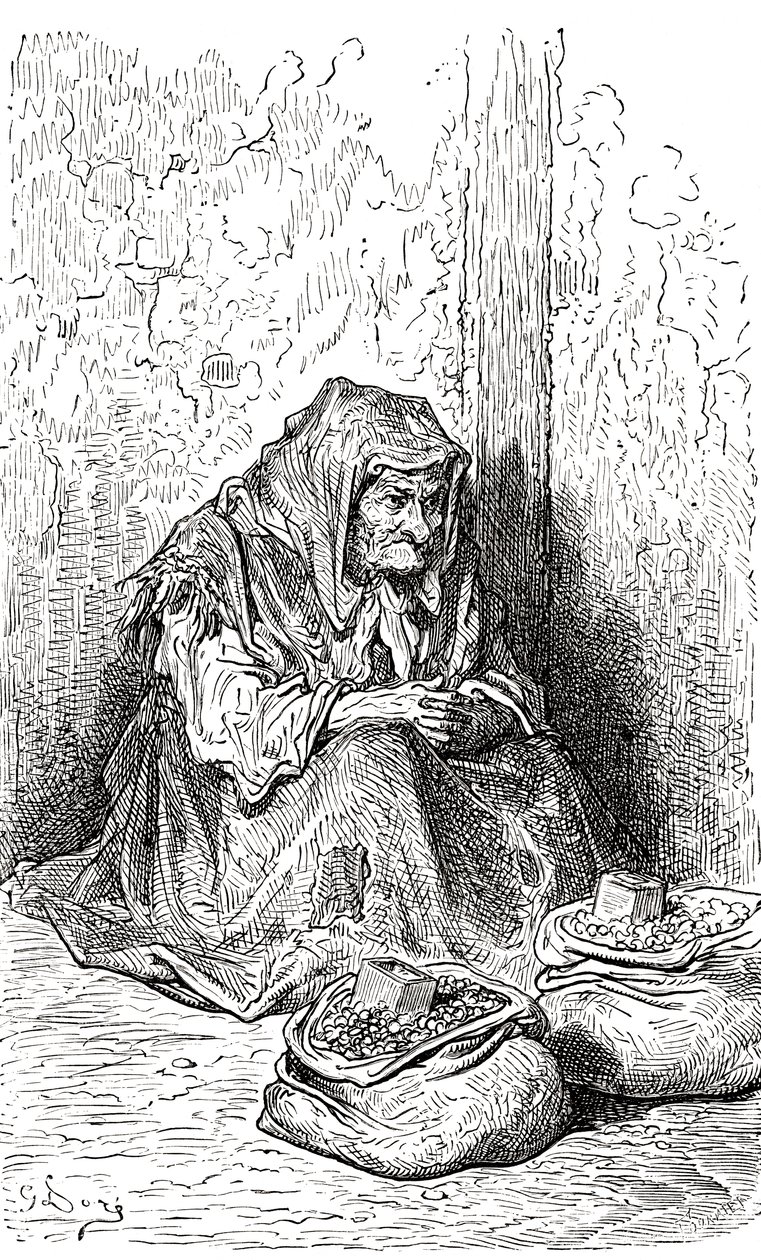 Na een schets van een oude Spaanse vrouw uit Leven en Herinneringen van Gustave Dore, gepubliceerd 1885 door Gustave Dore