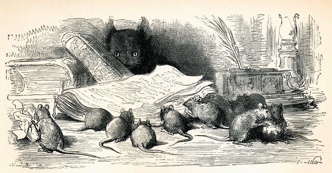 Na een werk van Gustave Dore uit Fabels van La Fontaine uit Leven en Herinneringen van Gustave Dore, gepubliceerd 1885 door Gustave Dore