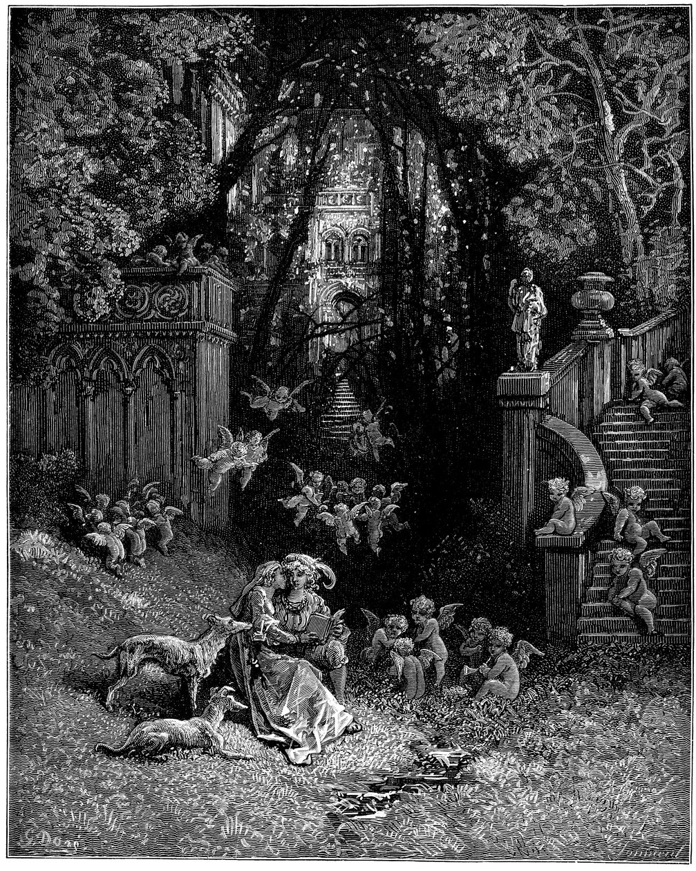 Alcina en Ruggiero als gelukkige geliefden door Gustave Dore