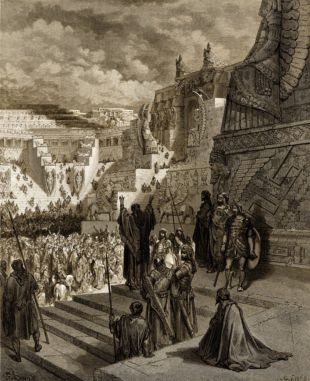 Artaxerxes verleent vrijheid aan de Joden - Bijbel door Gustave Dore