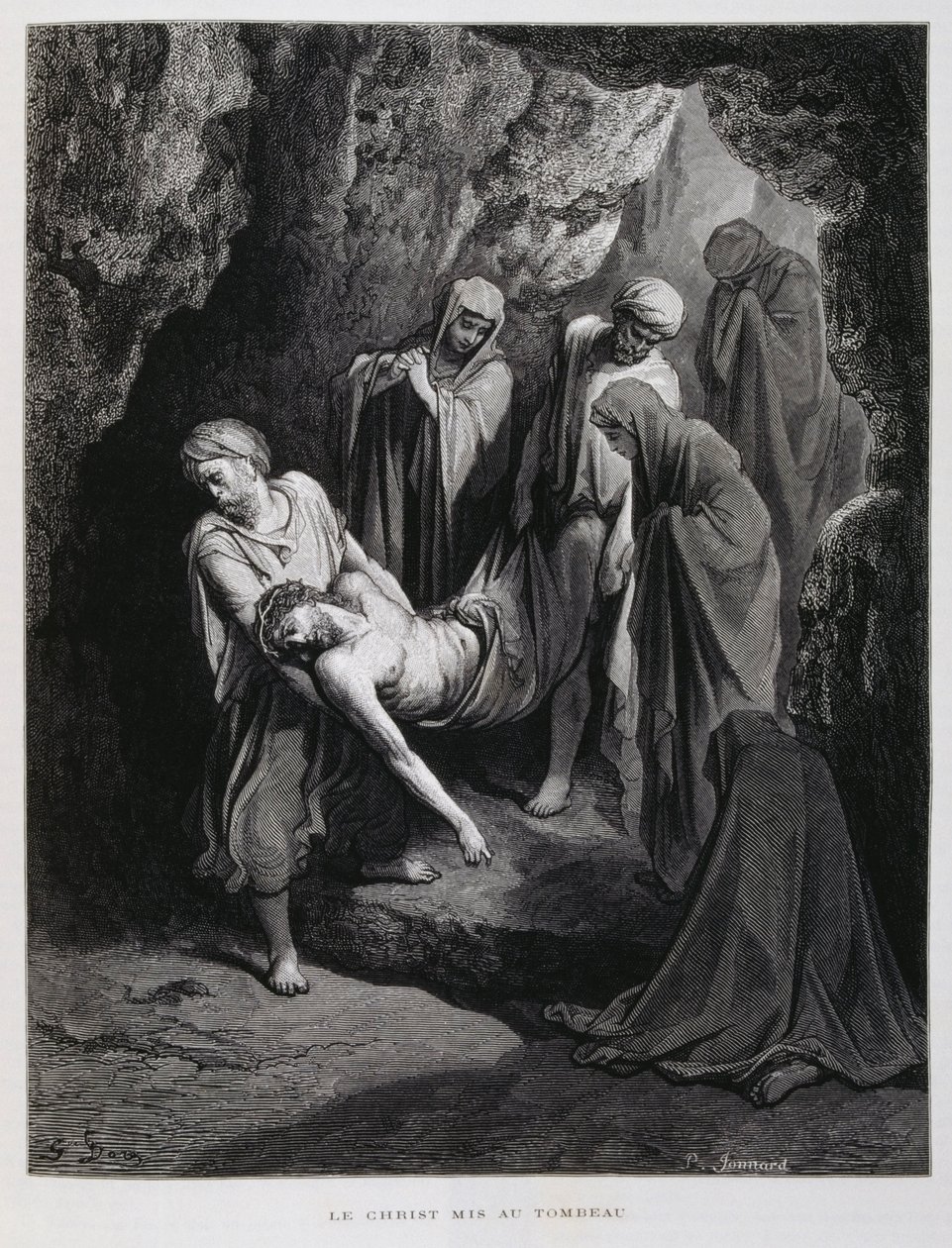 Christus naar het graf gebracht, Illustratie uit de Dore Bijbel door Gustave Dore