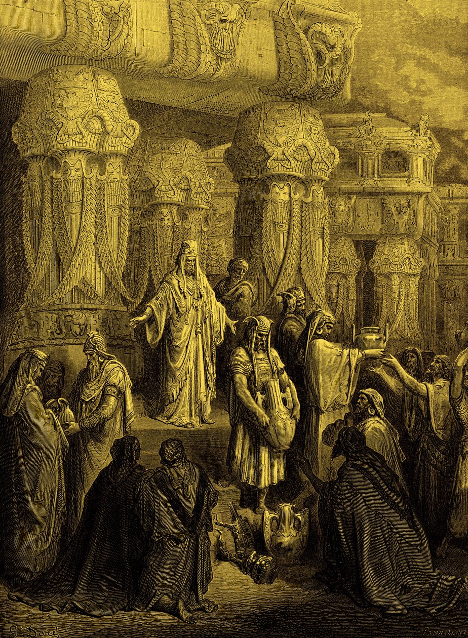 Cyrus herstelt de vaten naar de tempel - Bijbel door Gustave Dore