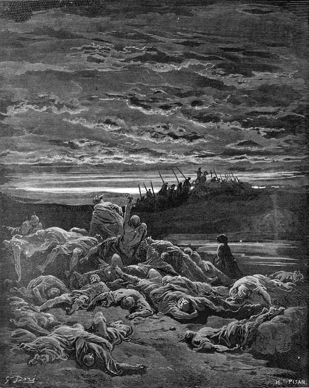 Dood van de zonen van Jerubbaal - Bijbel door Gustave Dore