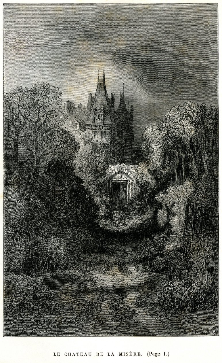 Gravure door Gustave Dore op het frontispice van de roman door Theophile Gautier 