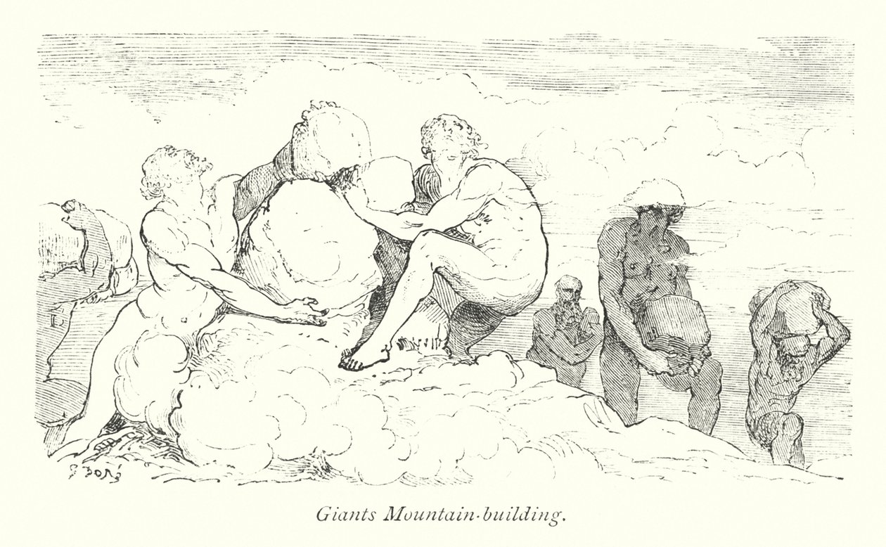 Giants Mountain gebouw (gravure) door Gustave Dore