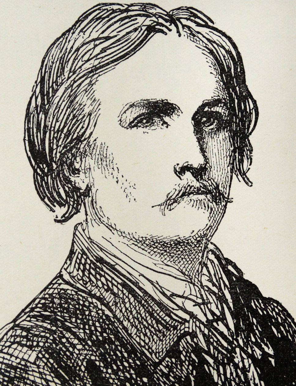 Gustave Doré - 1832-73 Franse kunstenaar en boekillustrator gravure naar een zelfportret schets door Gustave Dore