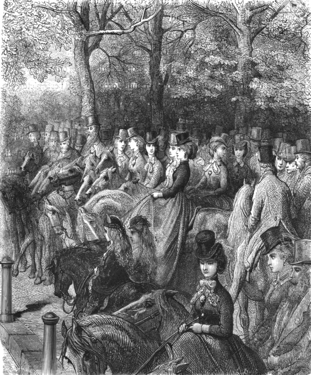 Hyde Park Corner - The Row, 1872 door Gustave Dore