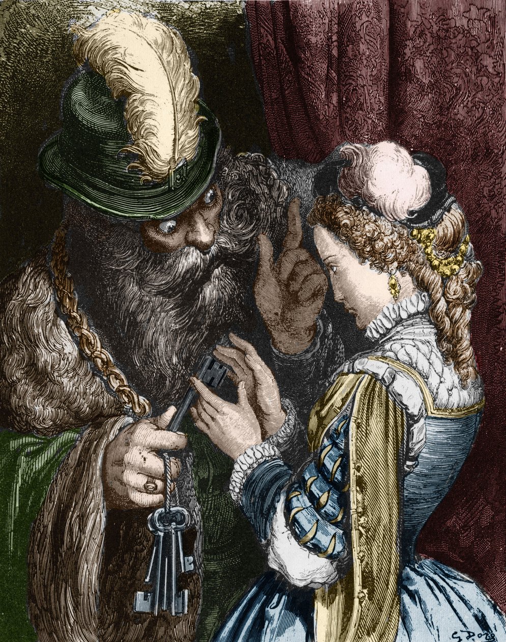 Illustratie voor "Blauwbaard" door Charles Perrault, 1893 door Gustave Dore
