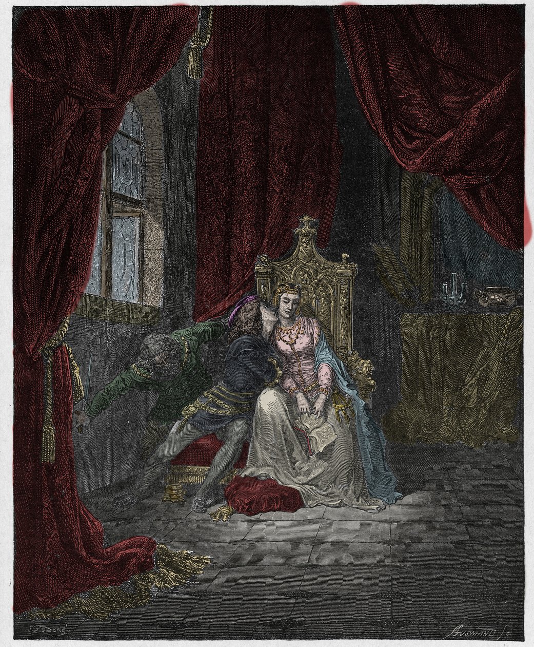 Inferno, Canto 5: Paolo en Francesca, illustratie uit "De Goddelijke Komedie" door Dante Alighieri, 1885 door Gustave Dore