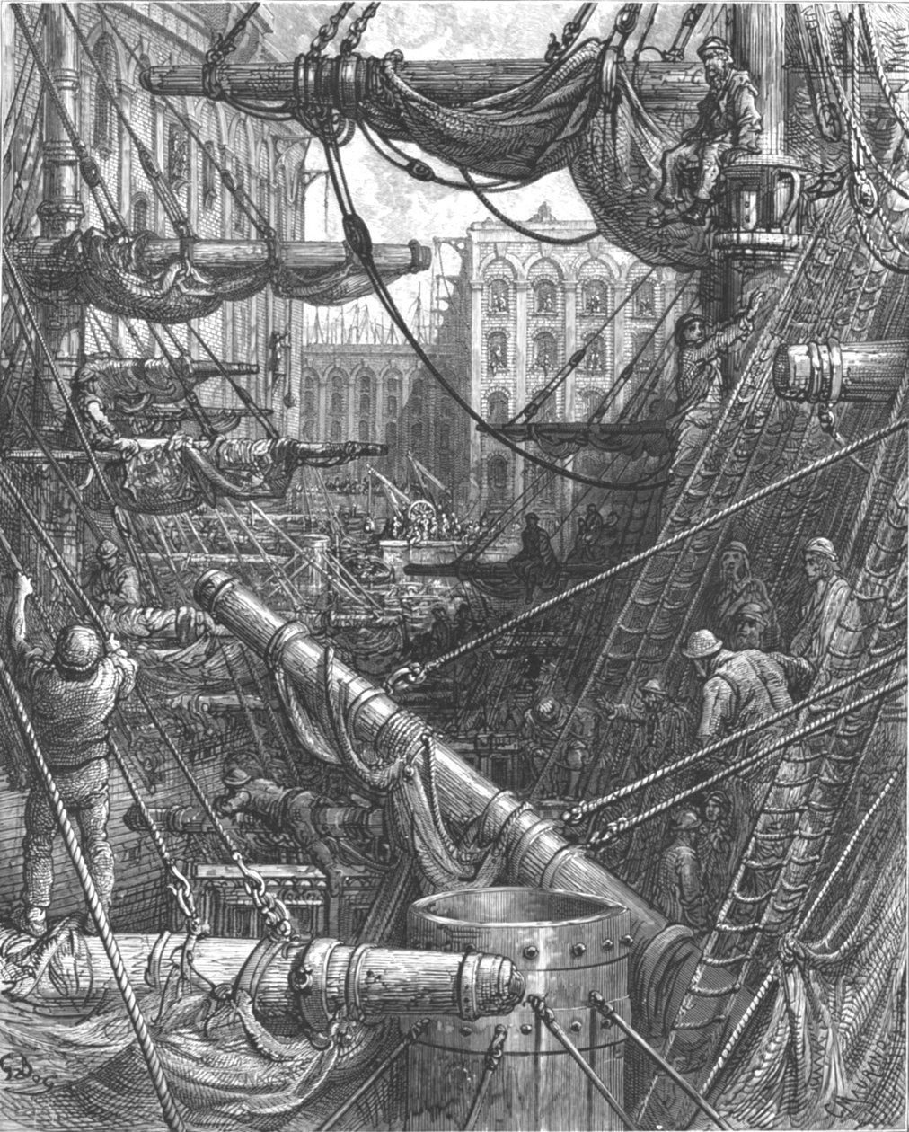 Inside the Docks door Gustave Dore