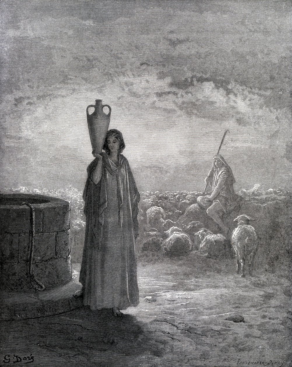 Jacob zorgt voor de kuddes van Laban door Gustave Dore