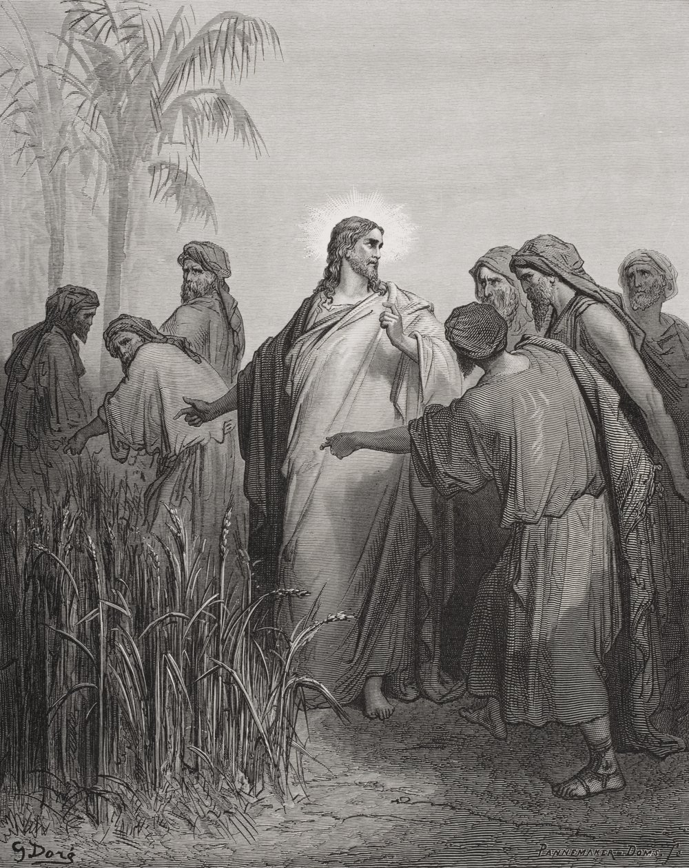 Jezus en Zijn Discipelen in het Korenveld, illustratie uit Dore