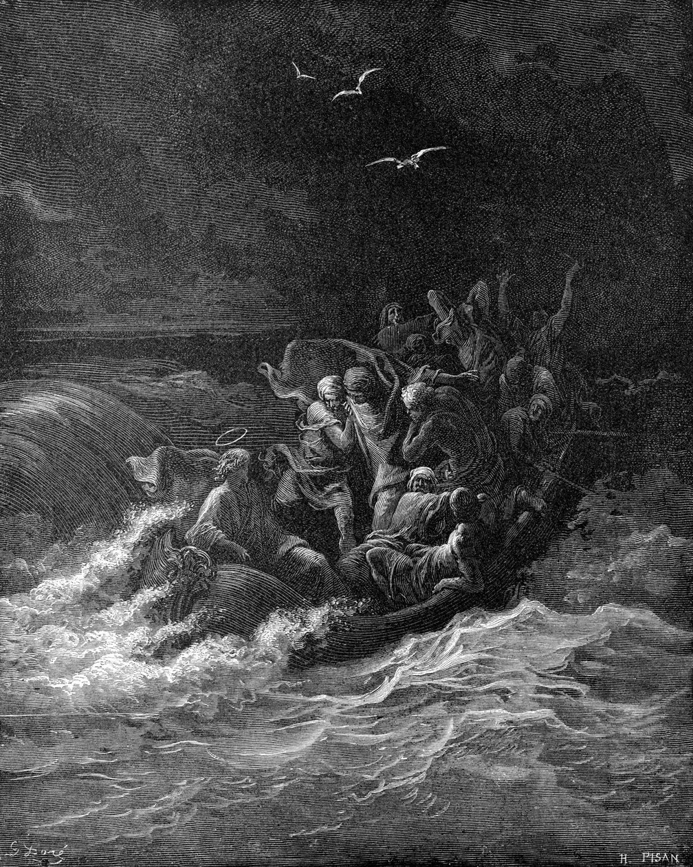 Jezus kalmeert de storm door Gustave Dore