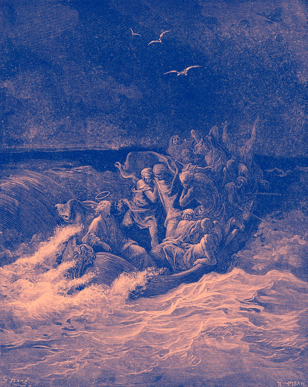 Jezus kalmeert de storm - Bijbel door Gustave Dore