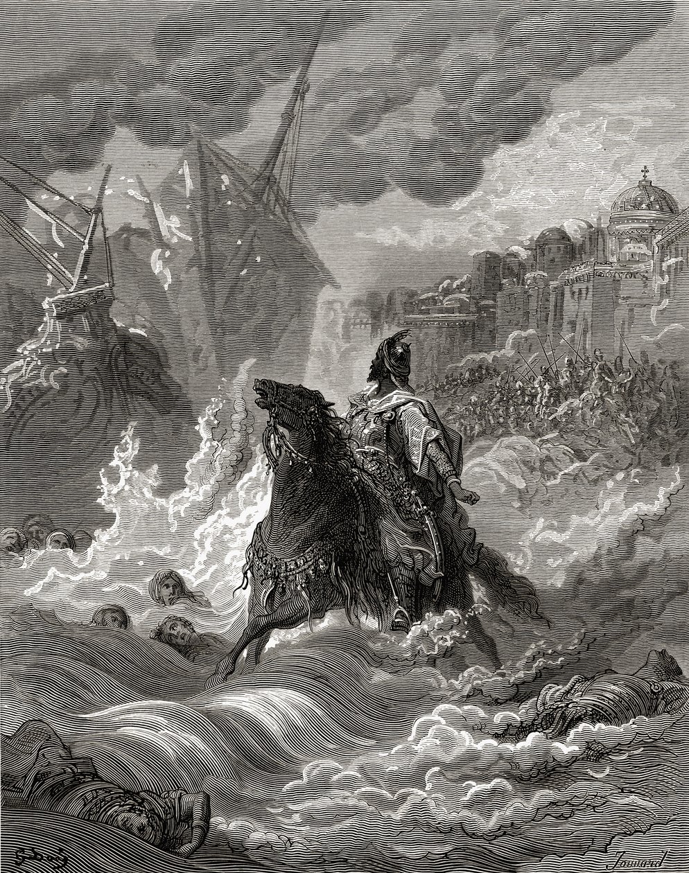 Mohammed II (1432-81) voor Constantinopel in 1453, illustratie uit 
